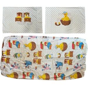80s Sesame Street Muppets Bed Time Twin Bed Set - Fitted, Flat, 2 Pillowcases